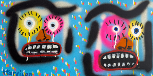 Blue Faces (Original) 31 x 60 cm